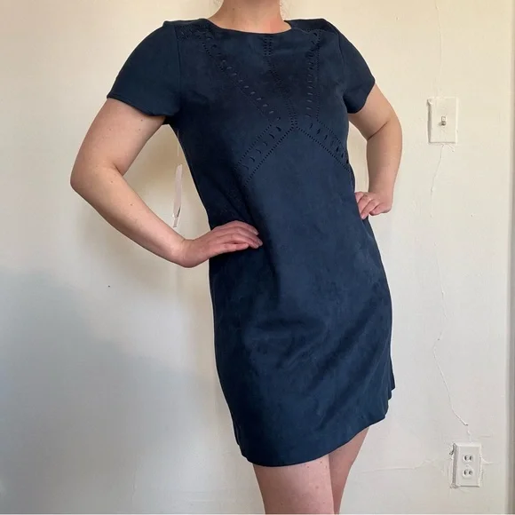 Design Lab Lord & Taylor Dresses | Nwt Lord & Taylor Design Lab Blue Faux Suede Mini Dress | Color: Blue | Size: S | Blackolivebtq's Closet